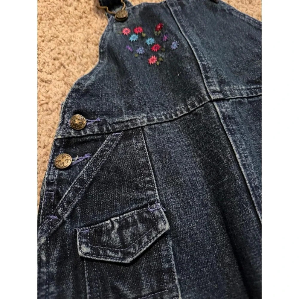 Y2K OshKosh Denim Embroidered Floral overall dress
